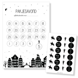Aftelkalender Sinterklaas A4 inclusief toffe stickers