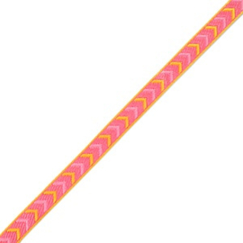 Lint Armband roze-oranje gestreept