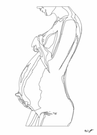 Pregnant woman line art