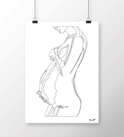 Pregnant woman line art