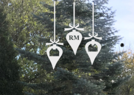 Kerst ballen, sterren of pegels set van 3 met RM en look huisje