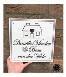 Huisje met tekst naar wens (lettertype en afbeelding naar keuze)