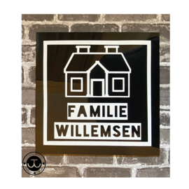Huisje met tekst naar wens (lettertype en afbeelding naar keuze)