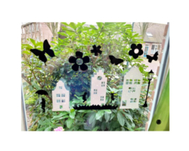 Huisjes uitbreiding bloemen en vlinders