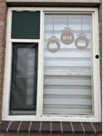 Kerst ballen, sterren of pegels set van 3 met RM en look huisje