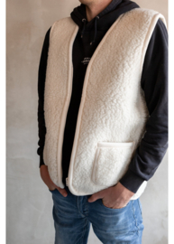 Wollen volwassen bodywarmer off-white