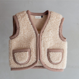 Wollen kinder bodywarmer camel