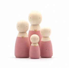 BASIC Houten pop vrouw/meisje oud roze