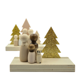 NATURE Kerst houten standaard 1x boom