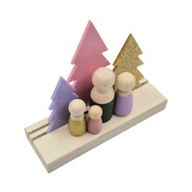 BASIC Kerst houten standaard 3x boom