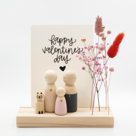 VALENTIJN Hout standaard quote & droogbloemen