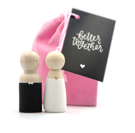 Set trouwpoppetjes met cadeauzakje