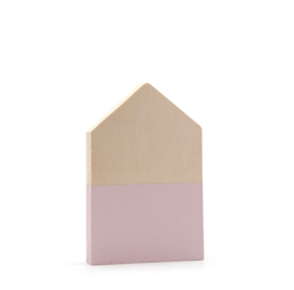 BASIC Houten huisje grijs/wit/roze