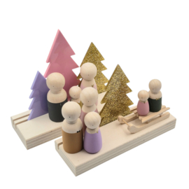 BASIC Kerst houten standaard 3x boom