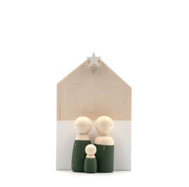 Kerst houten huisje met ster