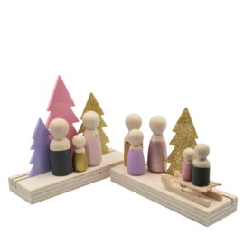BASIC Kerst houten standaard 3x boom