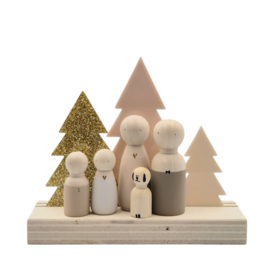 NATURE Kerst houten standaard 3x boom