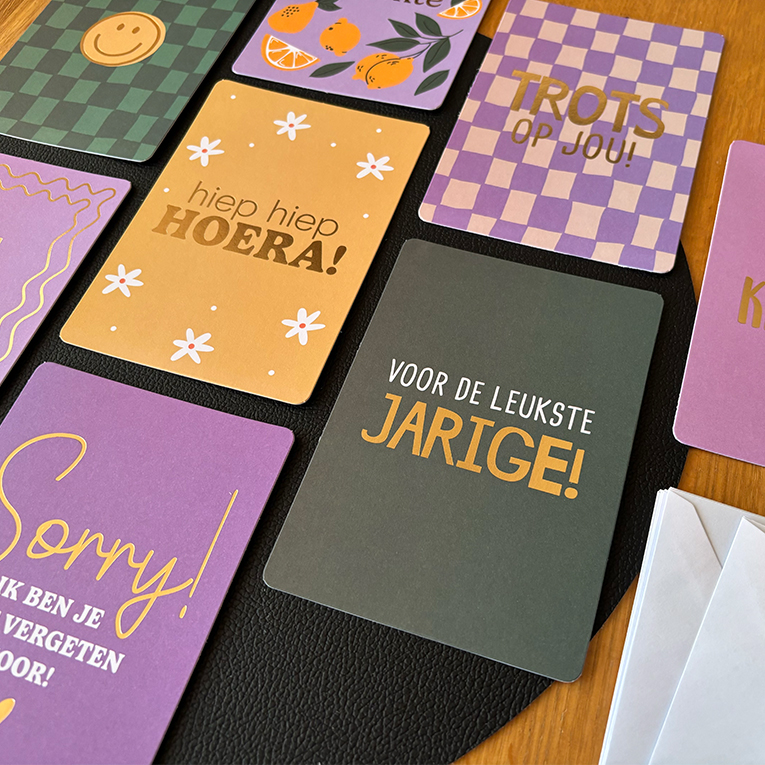 Wenskaarten Lila - Set van 8 stuks