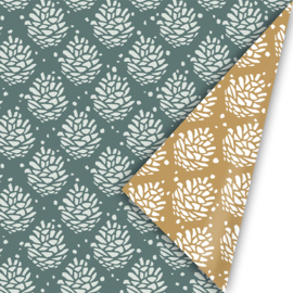 Cadeaupapier - Pinecone pattern petrol