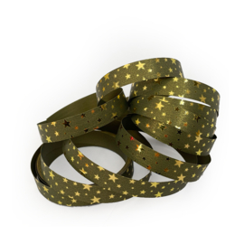 Bedrukt lint - Paporlene stars green