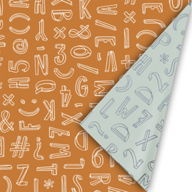 Cadeaupapier 50cm - Typographic roest