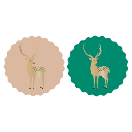 Stickers (10x) - Reindiertjes duo goud