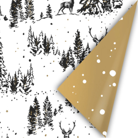 Cadeaupapier - Reindeer Forest Black