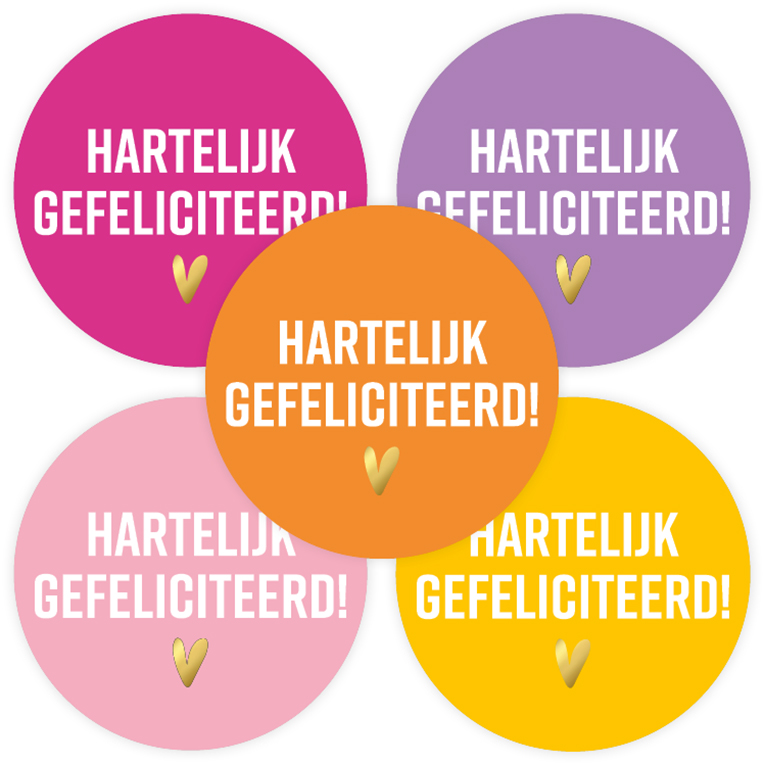 Stickers (10x) - Hartelijk gefeliciteerd hartje