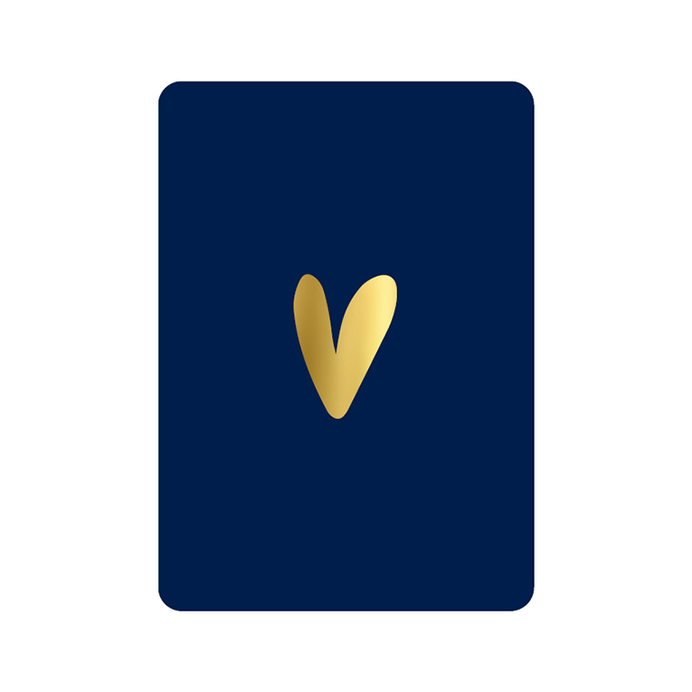 Wenskaart - Hart donkerblauw
