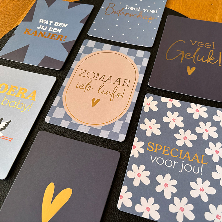 Wenskaarten Blue - Set van 8 stuks