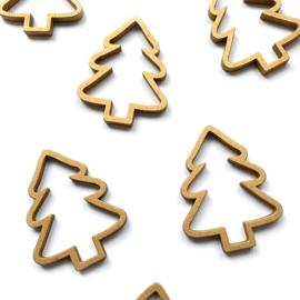 Deco - Houten kerstboompjes goud (3x)