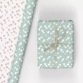 Cadeaupapier 30cm - Green hearts