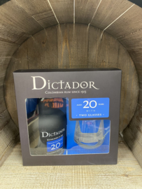Dictador colombian rum 20Y + glas