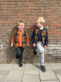 Gilet | Teddy check donkergroen
