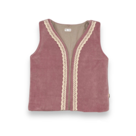 Gilet | velours dusty pink met kante randje