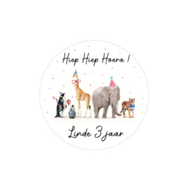 Traktatie stickers | Dieren met feesthoedjes