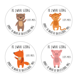 Traktatie stickers  | Ik zwaai gedag... (div dieren)
