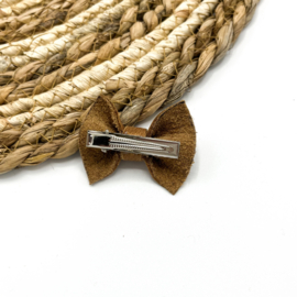 Alligator clip | Strik leer cognac bruin | klein