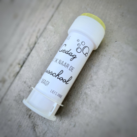 Traktatie stickers | Ik blaas gedag omdat ik naar de basisschool mag!   met naam  (Per 10 stuks) 