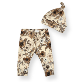 broekje / legging + mutsje  | retro bloemen