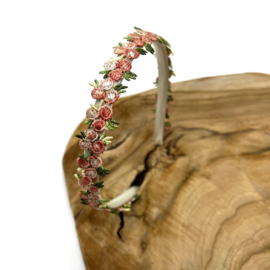 Diadeem   |  roze  bloemen
