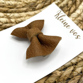 Alligator clip | Strik leer cognac bruin | klein