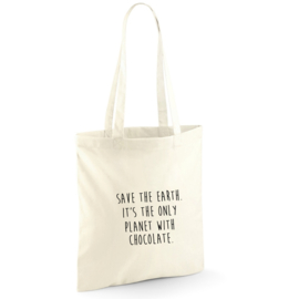 Canvas tas | save the earth. it's the only planet with chocolate.