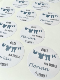 Traktatie stickers geboorte | waslijn