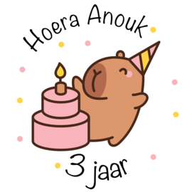 Traktatie stickers | capybara met taart