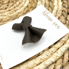 Alligator clip | Strik leer oud bruin | klein