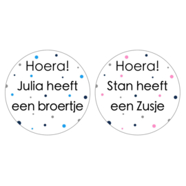 Traktatie stickers geboorte | stippen