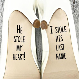 Sticker bruiloft | schoen sticker  He stole my heart