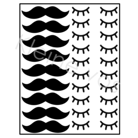 Versier traktatie sticker | snorren en oogjes (sleepy eyes) 20 stuks