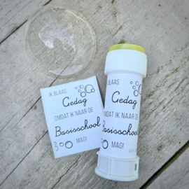 Traktatie stickers | Ik blaas gedag omdat ik naar de basisschool mag!   met naam  (Per 10 stuks) 